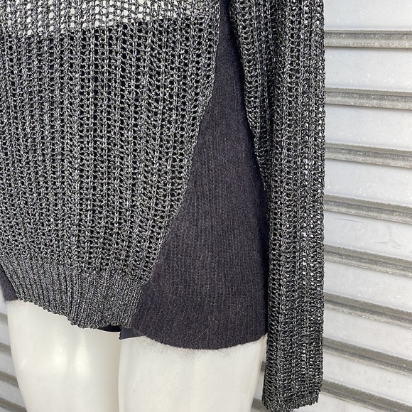 Ellen Fisher The Fisher Project Long Sleeve Gray/Black Metallic Sweater Size M - Picture 5 of 12